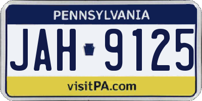 PA license plate JAH9125