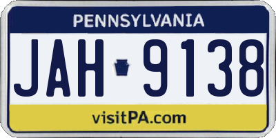 PA license plate JAH9138