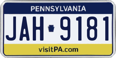 PA license plate JAH9181