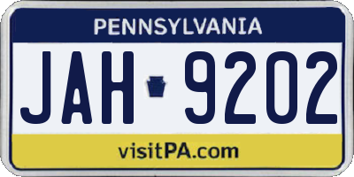 PA license plate JAH9202