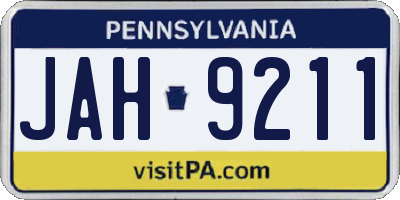 PA license plate JAH9211
