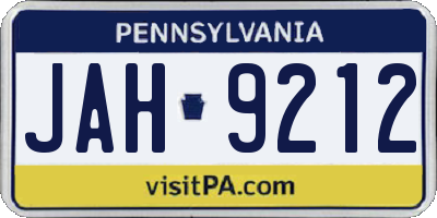 PA license plate JAH9212