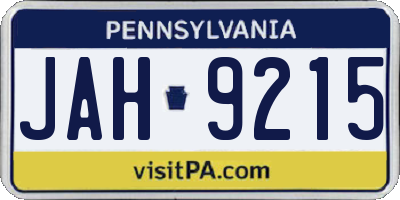 PA license plate JAH9215
