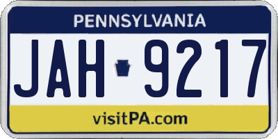 PA license plate JAH9217