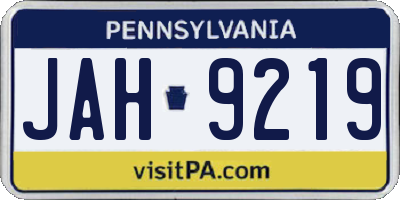 PA license plate JAH9219