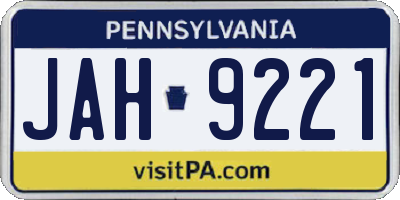 PA license plate JAH9221