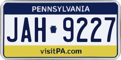 PA license plate JAH9227