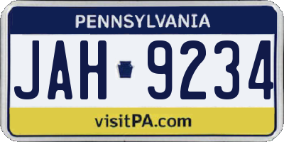 PA license plate JAH9234