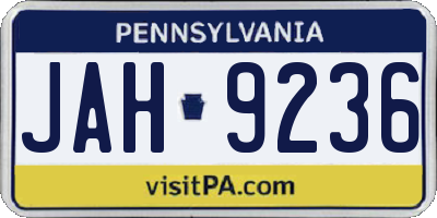 PA license plate JAH9236
