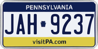 PA license plate JAH9237