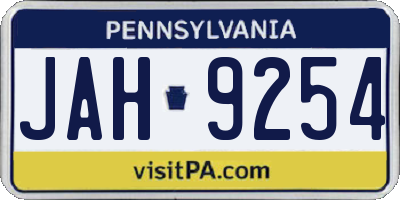 PA license plate JAH9254
