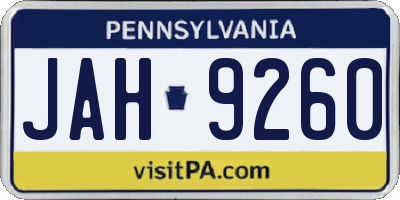 PA license plate JAH9260