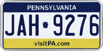 PA license plate JAH9276