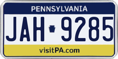 PA license plate JAH9285
