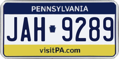 PA license plate JAH9289