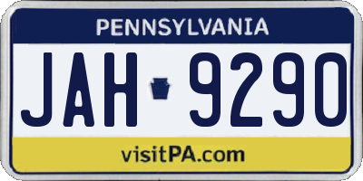 PA license plate JAH9290