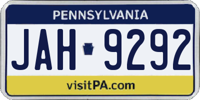 PA license plate JAH9292