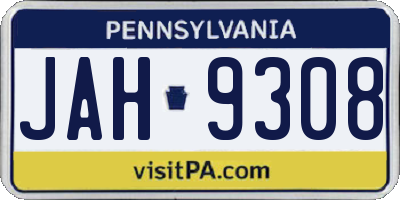 PA license plate JAH9308