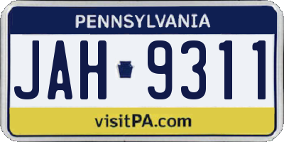 PA license plate JAH9311
