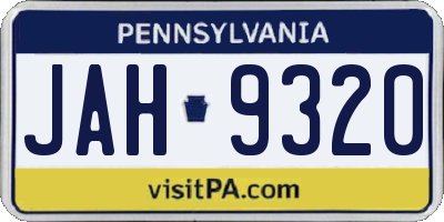 PA license plate JAH9320