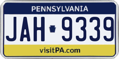 PA license plate JAH9339