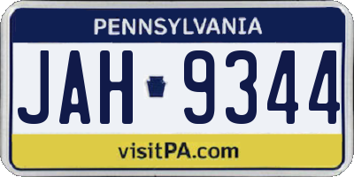 PA license plate JAH9344