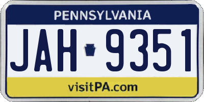 PA license plate JAH9351