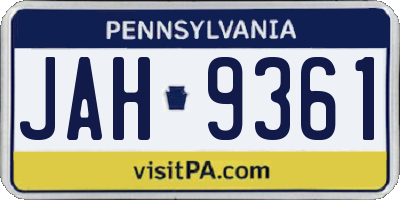 PA license plate JAH9361