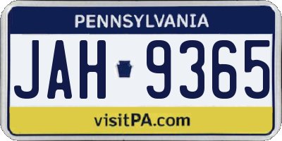 PA license plate JAH9365