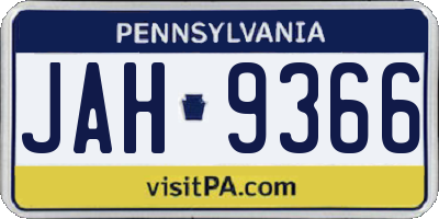 PA license plate JAH9366