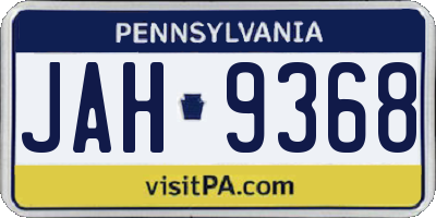 PA license plate JAH9368