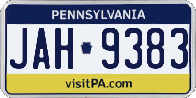 PA license plate JAH9383