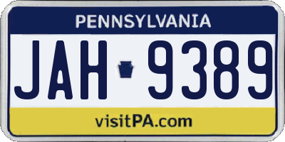 PA license plate JAH9389