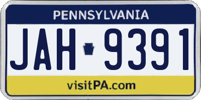 PA license plate JAH9391