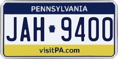 PA license plate JAH9400