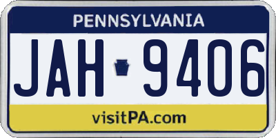 PA license plate JAH9406