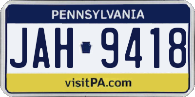 PA license plate JAH9418