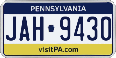 PA license plate JAH9430