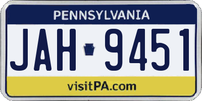 PA license plate JAH9451