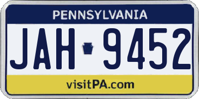 PA license plate JAH9452