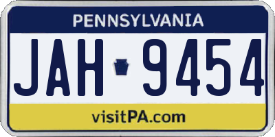 PA license plate JAH9454