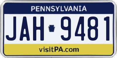 PA license plate JAH9481