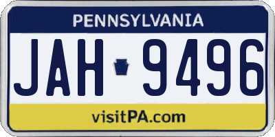PA license plate JAH9496