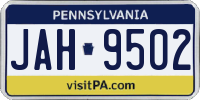 PA license plate JAH9502