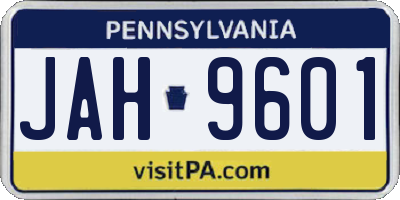 PA license plate JAH9601