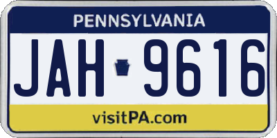 PA license plate JAH9616