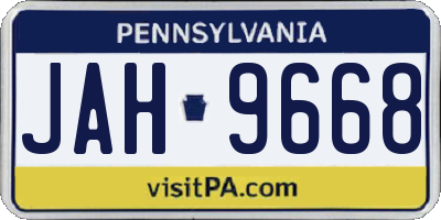 PA license plate JAH9668