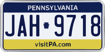 PA license plate JAH9718