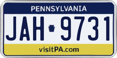 PA license plate JAH9731