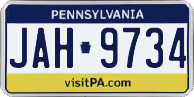 PA license plate JAH9734